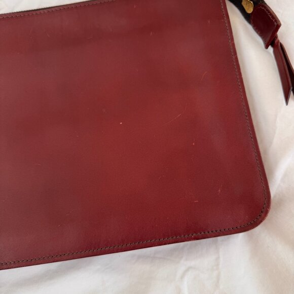 Il Bisonte Dark Bordeaux Red Leather Zipper Pouch Clutch - Picture 5 of 11